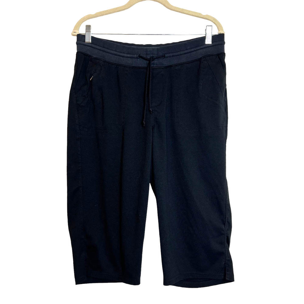 Lee Relaxed Fit Womens Cropped Knit Pants Size 10 Black Pockets Drawstring